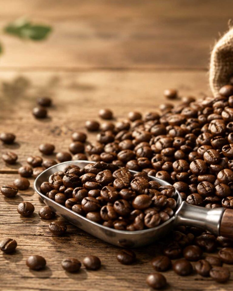 Freshly roasted specialty coffee beans ready for brewing at Gangga Roastery Bali.